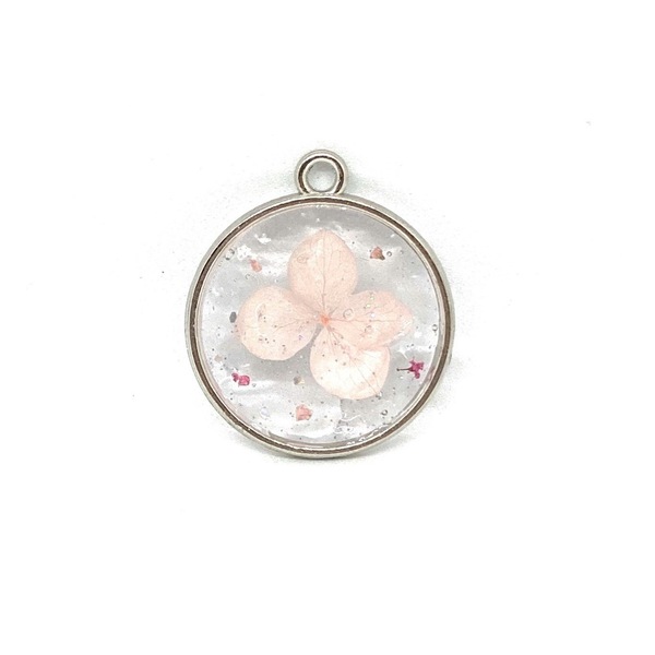 Magic Petals - Pink -Pressed Flower Necklace - επάργυρα, μακριά, λουλούδι, μενταγιόν