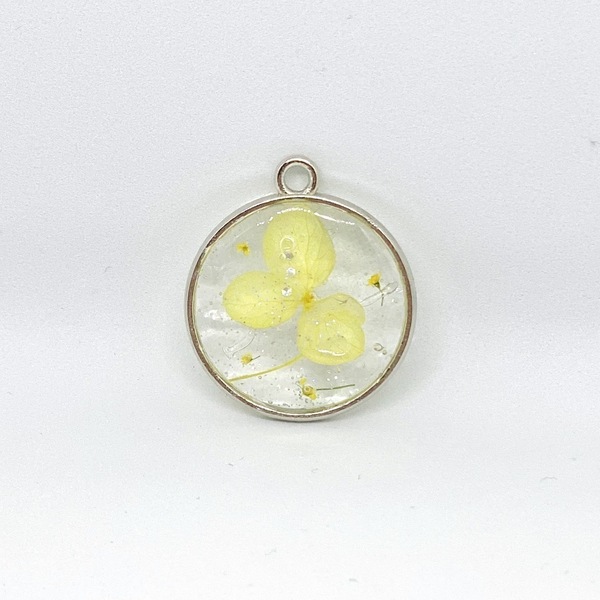 Magic Petals - Yellow -Pressed Flower Necklace - επάργυρα, μακριά, λουλούδι, αποξηραμένα άνθη, μενταγιόν - 2