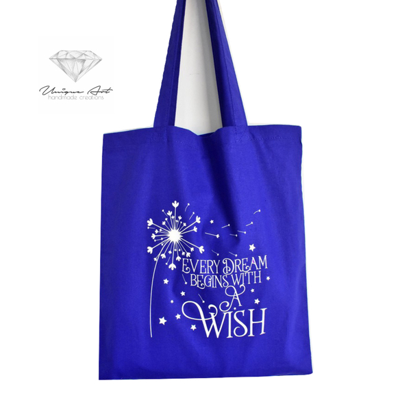 Tote bag ''Wish'' Τσάντα γυναικεία | shopping bag - ώμου, μεγάλες, all day, tote, πάνινες τσάντες - 3