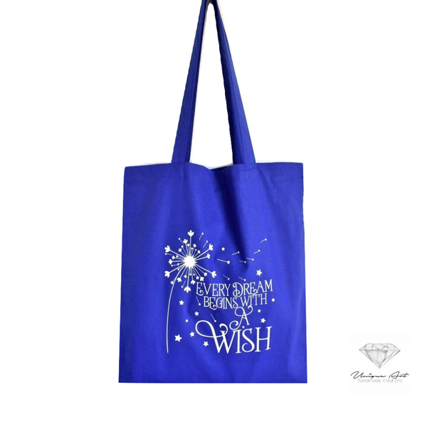 Tote bag ''Wish'' Τσάντα γυναικεία | shopping bag - ώμου, μεγάλες, all day, tote, πάνινες τσάντες - 5