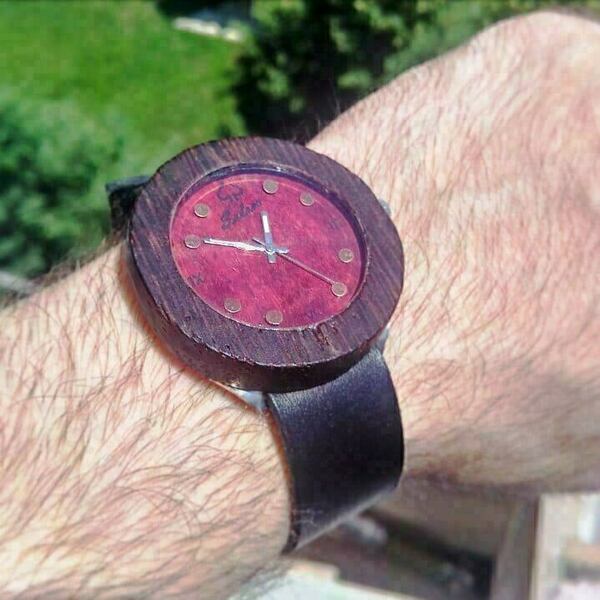 Handmade wooden watch “Οres" | Ξύλινο χειροποίητο ρολόι - ξύλο, δέρμα, ρολόι, unisex, χειροποίητα - 4