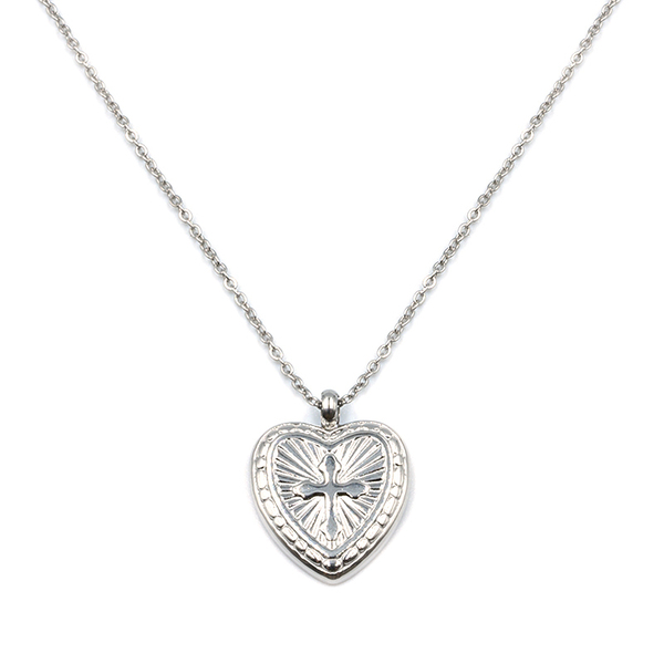 Κολιέ από Ανοξείδωτο Ατσάλι Saint Heart Silver - καρδιά, δώρο, κοντά, ατσάλι, boho