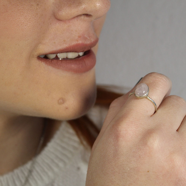 100% Χειροποίητο δαχτυλίδι από ασήμι με ροζ χαλαζία - ασήμι, χειροποίητα, μικρά, αυξομειούμενα - 2