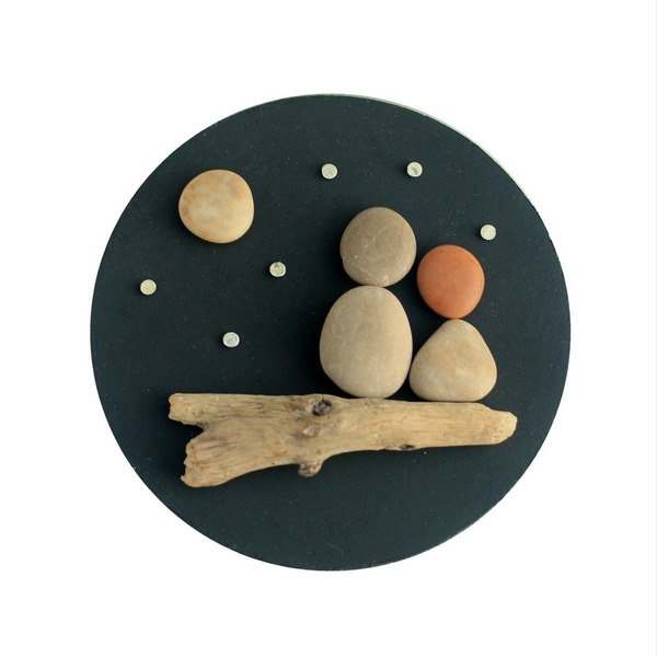 Ξύλινο διακοσμητικό μαγνητάκι με βότσαλα - χειροποίητα, διακοσμητικά, ξύλινα διακοσμητικά, μαγνητάκια ψυγείου
