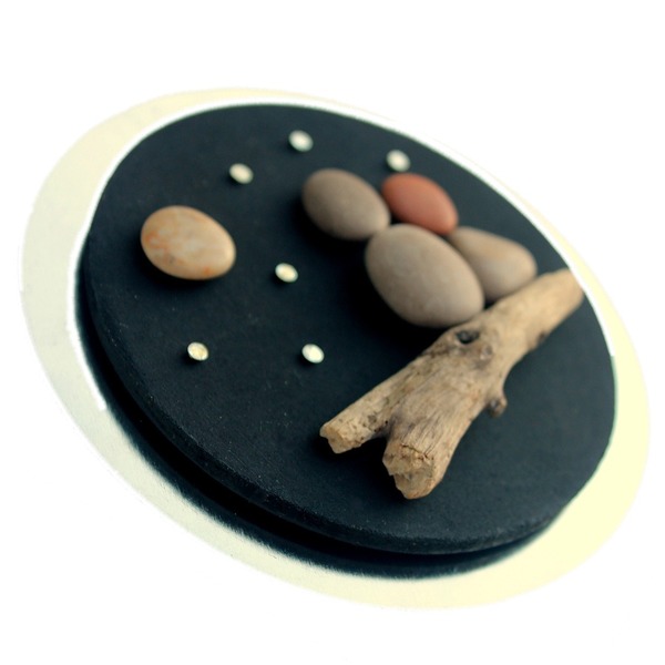 Ξύλινο διακοσμητικό μαγνητάκι με βότσαλα - χειροποίητα, διακοσμητικά, ξύλινα διακοσμητικά, μαγνητάκια ψυγείου - 2