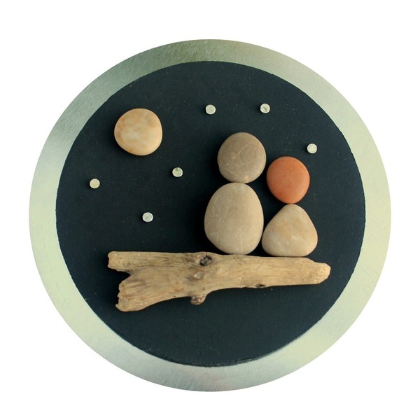 Ξύλινο διακοσμητικό μαγνητάκι με βότσαλα - χειροποίητα, διακοσμητικά, ξύλινα διακοσμητικά, μαγνητάκια ψυγείου - 5