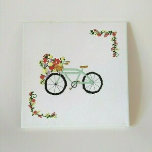 Πίνακας με κεντημένο ποδήλατο - πίνακες & κάδρα - 2