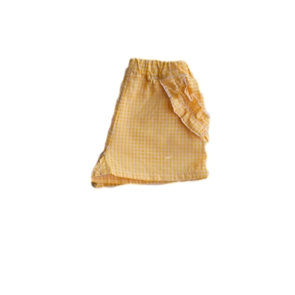 κίτρινο καρό βρεφικό σορτσάκι - κορίτσι, βρεφικά ρούχα - 2