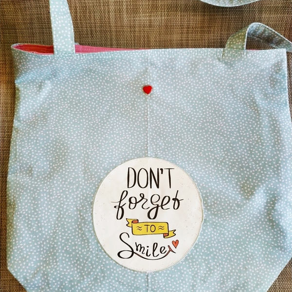 Tote bag Dont forget to smile - ύφασμα, ώμου, μεγάλες, all day, tote, φθηνές - 2