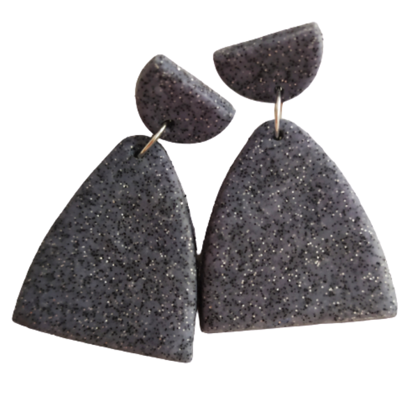 Grey stone-σκουλαρίκια από πολυμερικό πηλό - πηλός, πέτρες, boho, κρεμαστά - 2