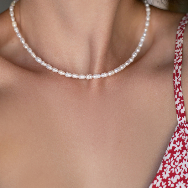 Pearls necklace 925° - επιχρυσωμένα, ασήμι 925, κοντά, πέρλες - 2