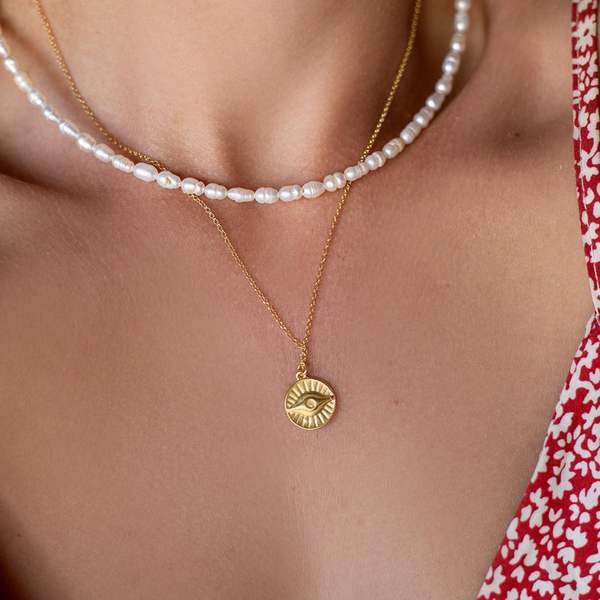Pearls necklace 925° - επιχρυσωμένα, ασήμι 925, κοντά, πέρλες