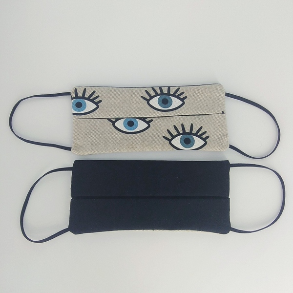 Μάσκα προσώπου βαμβακερή γυναικεία σχέδιο μάτια - μάτι, μάσκες προσώπου