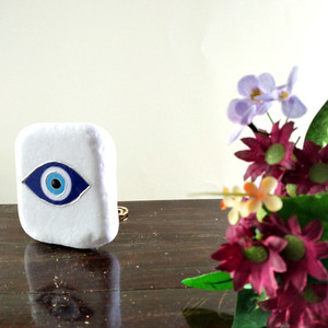 Μαρμάρινο βότσαλο με μάτι - πέτρα, χειροποίητα, evil eye, διακοσμητικές πέτρες - 4