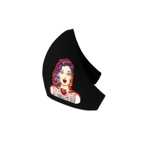 25.Μάσκα βαμβακερή-πολλαπλών χρήσεων-Σχέδιο "Pop Art Lady with red heart". - μάσκες προσώπου, unisex, βαμβάκι, πλενόμενο