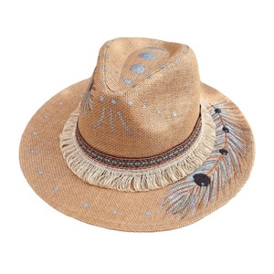 Ψάθινο καπέλο -Indiana || - ψάθινα, ζωγραφισμένα στο χέρι, καλοκαιρινό, boho, ψάθα