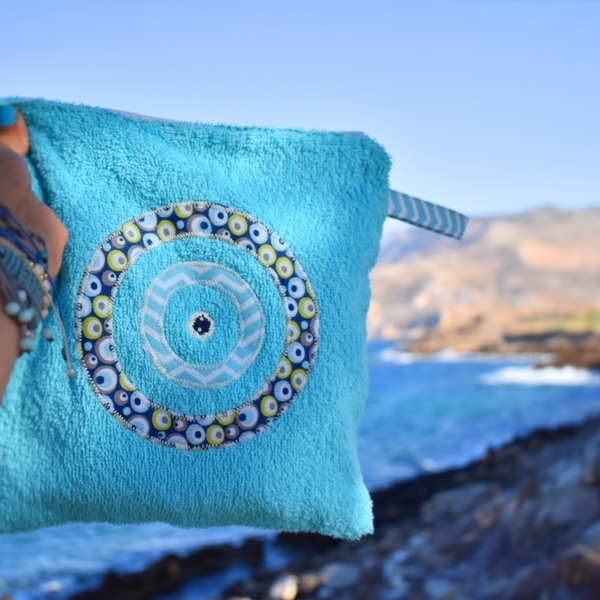 Towel pouch-Νεσεσέρ παραλίας με μάτι - πετσέτα, μάτι, ταξιδίου