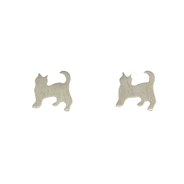 Μικρά καρφωτά σκουλαρίκια σχήματος γάτας - ασήμι, γάτα, καρφωτά, μικρά, ζωάκια - 3