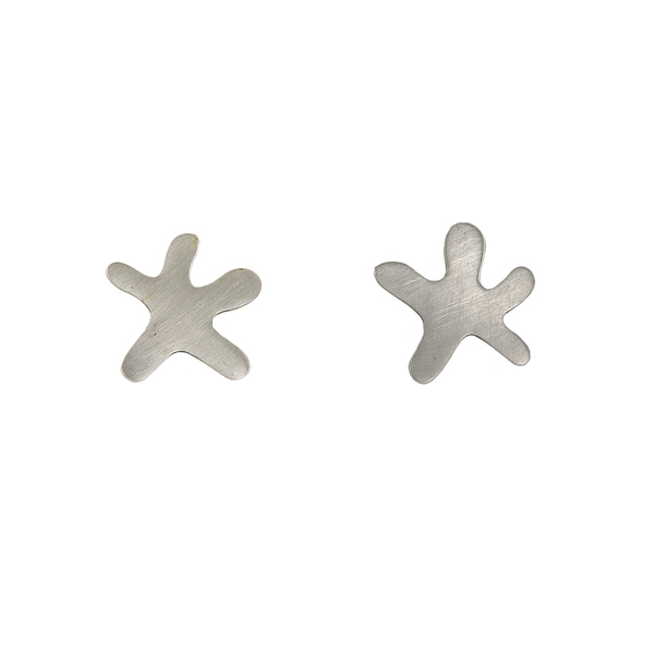 Ασημένια χειροποίητα καρφωτά σκουλαρίκια σχήματος αστεριού - ασήμι, αστέρι, λουλούδια, καρφωτά, μικρά - 3