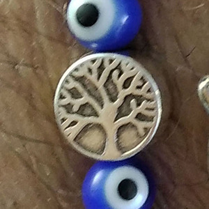 Αντρικό βραχιόλι με λάβα, μπλε μάτι και μεταλλικό Δέντρο Ζωής - ελαστικό, λάβα, βραχιόλια, αντρικά βραχόλια - 3