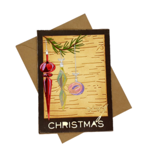 Κάρτα Χριστουγέννων - Στολίδια Ρετρό - κάρτα ευχών, χριστουγεννιάτικα δώρα, στολίδι, στολίδι δέντρου, ευχετήριες κάρτες
