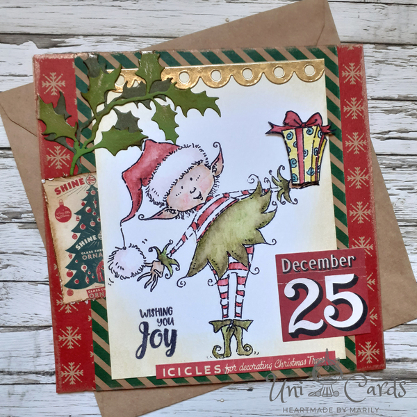 Κάρτα Χριστουγέννων - Ξωτικό - ρετρό, κάρτα ευχών, χριστούγεννα, ευχετήριες κάρτες - 2