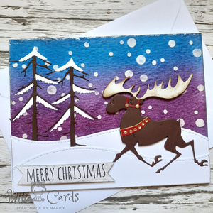 Χριστουγεννιάτικη κάρτα με τάρανδο - χριστουγεννιάτικο, κάρτα ευχών, χριστούγεννα, ευχετήριες κάρτες - 2