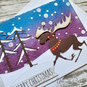 Χριστουγεννιάτικη κάρτα με τάρανδο - χριστουγεννιάτικο, κάρτα ευχών, χριστούγεννα, ευχετήριες κάρτες - 3