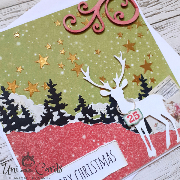 Ευχετήρια Κάρτα Χριστουγέννων - Χριστουγεννιάτικο τοπίο - κάρτα ευχών, χριστουγεννιάτικα δώρα, ευχετήριες κάρτες - 3