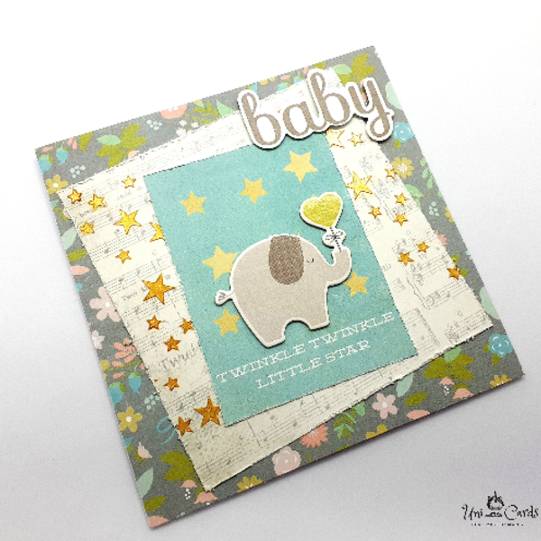 Ευχετήρια κάρτα για μωράκι - "Twinkle twinkle little star" - κορίτσι, αγόρι, βρεφικά, κάρτα ευχών, γέννηση - 2