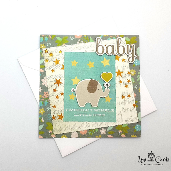 Ευχετήρια κάρτα για μωράκι - "Twinkle twinkle little star" - κορίτσι, αγόρι, βρεφικά, κάρτα ευχών, γέννηση - 3