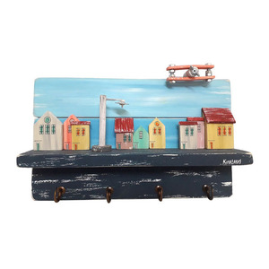 Κρεμάστρα ξύλινη χειροποίητη ζωγραφισμένη στο χέρι Πόλη 35x21x9 πολύχρωμο Καπαδάκης - ζωγραφισμένα στο χέρι, χειροποίητα, κρεμάστρες, ξύλινα διακοσμητικά τοίχου