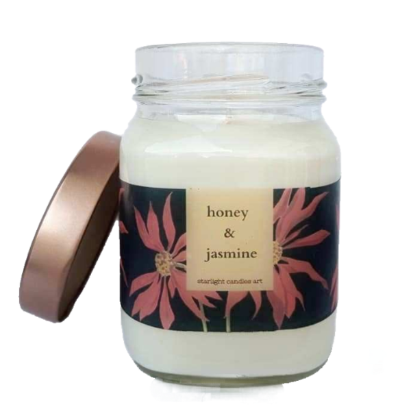 Aρωματικό κερί με άρωμα μέλι & γιασεμί. - δώρο, διακόσμηση, αρωματικά κεριά, φθινόπωρο, διακοσμητικά - 3