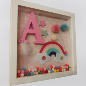 Ξύλινο καδράκι "Ουράνιο Τόξο", 25*25 εκ. - πίνακες & κάδρα, κορίτσι, όνομα - μονόγραμμα, δώρα για βάπτιση, δώρα γενεθλίων, προσωποποιημένα, παιδικά κάδρα