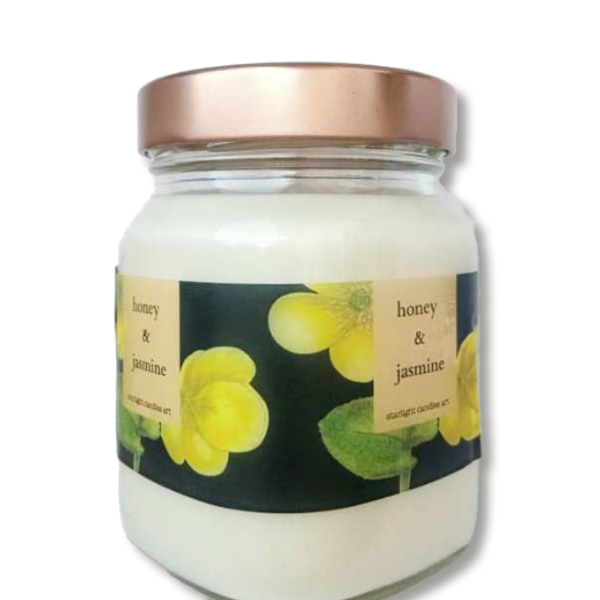 Μεγάλο αρωματικό κερί με άρωμα μέλι & γιασεμί. - δώρο, διακόσμηση, οικολογικό, αρωματικά κεριά, κεριά - 3