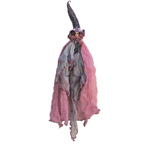 Διακοσμητική Κούκλα "Μάγισσα Μικρή" Ροζ με Γκρι - κορίτσι, διακόσμηση, διακοσμητικά, διακόσμηση σαλονιού, κούκλες