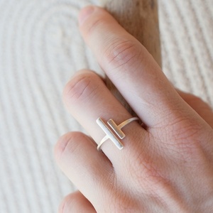 Δαχτυλίδι ανοιχτό με μπάρες ασήμι 925 - αυξομειούμενα, ασήμι, μικρά, boho, γεωμετρικά σχέδια