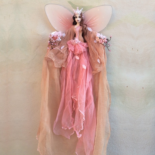 Διακοσμητική χειροποίητη Κούκλα "Νεραϊδοβασίλισσα" 90 εκ. Ροζ με Μπεζ - διακόσμηση, διακοσμητικά, διακόσμηση σαλονιού, δωμάτιο παιδιών, κούκλες - 5