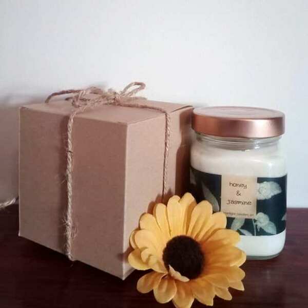 αρωματικό κερί με άρωμα μέλι & γιασεμί. - δώρο, διακόσμηση, αρωματικά κεριά, δώρα γενεθλίων, ιδεά για δώρο - 5