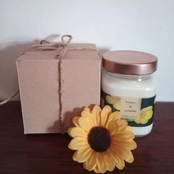 Μεγάλο αρωματικό κερί με άρωμα μέλι & γιασεμί. - δώρο, διακόσμηση, οικολογικό, αρωματικά κεριά, κεριά - 4