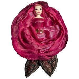 Υφασμάτινη Καρφίτσα "Rose Fairy" σε 4 χρώματα - ύφασμα, πηλός, τριαντάφυλλο, δώρα για δασκάλες, μαμά