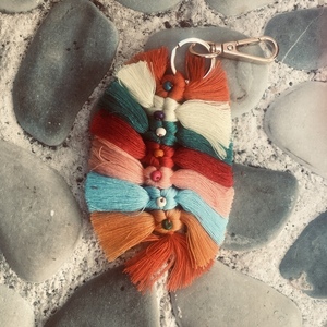 Μπρελόκ για τα κλειδιά πλεκτο- Knitted keychain multicolor - πλεκτά, αυτοκινήτου, σπιτιού - 2