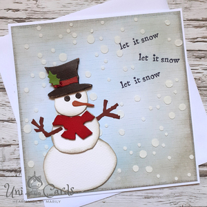 Ευχετήρια Κάρτα Χριστουγέννων - Χιονάνθρωπος - χριστουγεννιάτικο, κάρτα ευχών, χιονονιφάδα, χιονάνθρωπος, ευχετήριες κάρτες - 3
