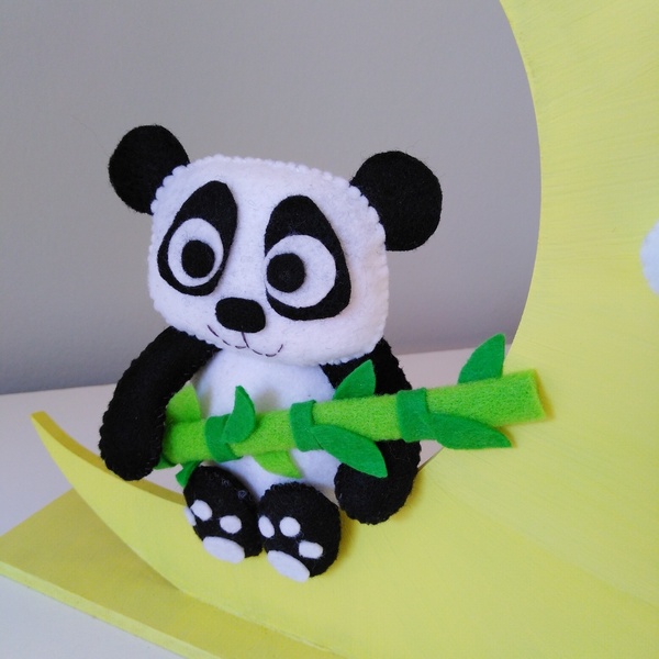 Ξύλινο φεγγαράκι με panda - αγόρι, φεγγάρι, δώρα γενεθλίων, διακοσμητικά, ζωάκια - 3