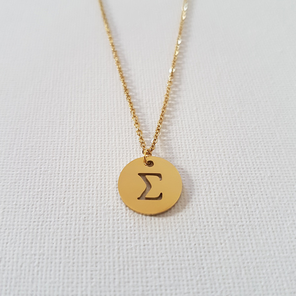 Γυναικείο Κολιέ μονόγραμμα "Σ" από χρυσό ατσάλι - αλυσίδες, γυναικεία, όνομα - μονόγραμμα, κοντά, ατσάλι - 2