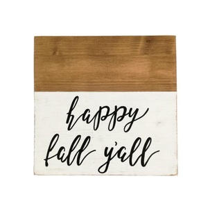 "Happy fall y'all" - Ξύλινη πινακίδα 25 × 25 εκ. για την είσοδο / το καθιστικό ( φθινόπωρο ) - πίνακες & κάδρα, χειροποίητα, ξύλινα διακοσμητικά, ξύλινα διακοσμητικά τοίχου