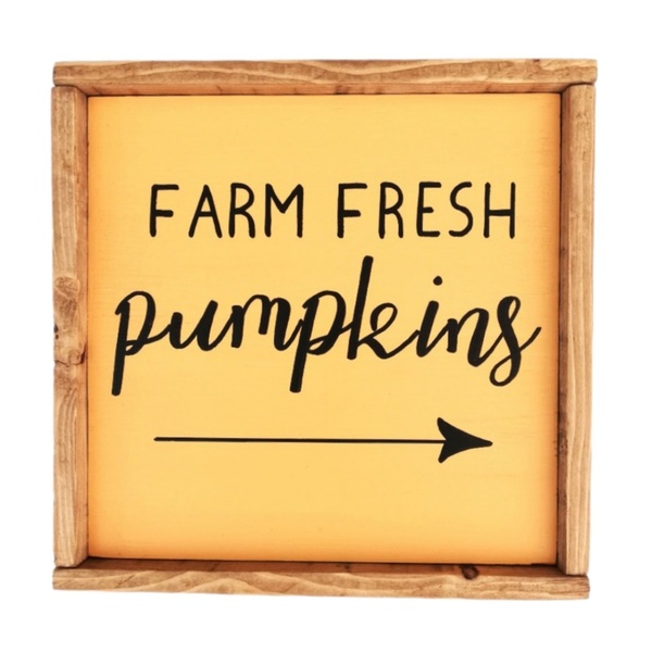 "Farm fresh pumpkins" - Ξύλινη πινακίδα 22 × 22 εκ. για την είσοδο / το καθιστικό ( φθινόπωρο ) - πίνακες & κάδρα, φθινόπωρο, κολοκύθα, ξύλινα διακοσμητικά
