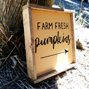 "Farm fresh pumpkins" - Ξύλινη πινακίδα 22 × 22 εκ. για την είσοδο / το καθιστικό ( φθινόπωρο ) - πίνακες & κάδρα, φθινόπωρο, κολοκύθα, ξύλινα διακοσμητικά - 4