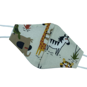 Παιδική μάσκα με pattern ζώα της ζούγκλας και αντιβακτηριδιακό ύφασμα στην πίσω όψη. - κορίτσι, αγόρι, μάσκα προσώπου, ζωάκια, μάσκες προσώπου