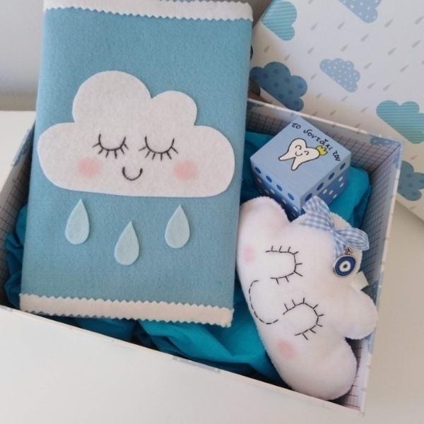 Giftbox blue clouds - σετ δώρου, αγόρι, συννεφάκι, βρεφικά - 2